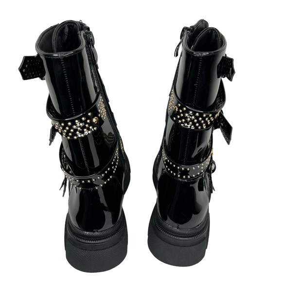 Azalea Wang One Good Reason to Stay Black Patent Strappy Boot 6 - Picture 5 of 9